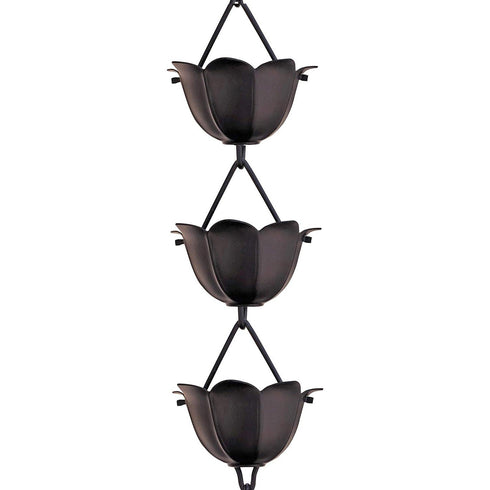 Aluminum Lotus Cup Rain Chain Replacement Downspout for Gutters, Matte Black